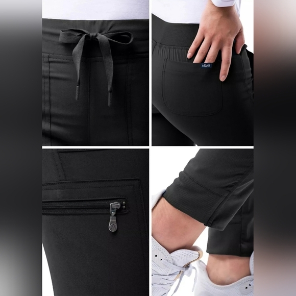 Adar Pro Womens Jogger Scrub Pants Size M - Lot Of 2 Please READ - Solid Black‎ - Picture 3 of 16
